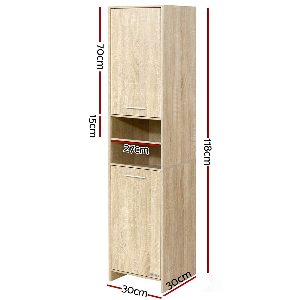 Oak Freestanding Tallboy Bathroom Cabinet