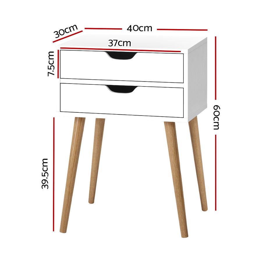 Bedside Tables Drawers Side Table Nightstand Wood Storage Cabinet White