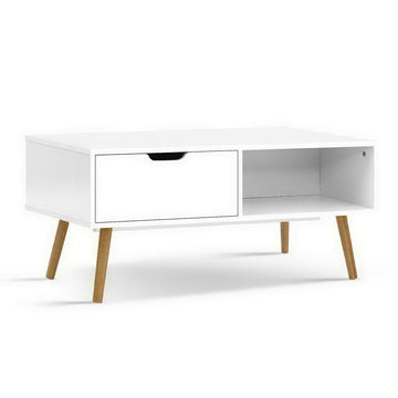 Coffee Table Wooden Legs - Scandinavian White