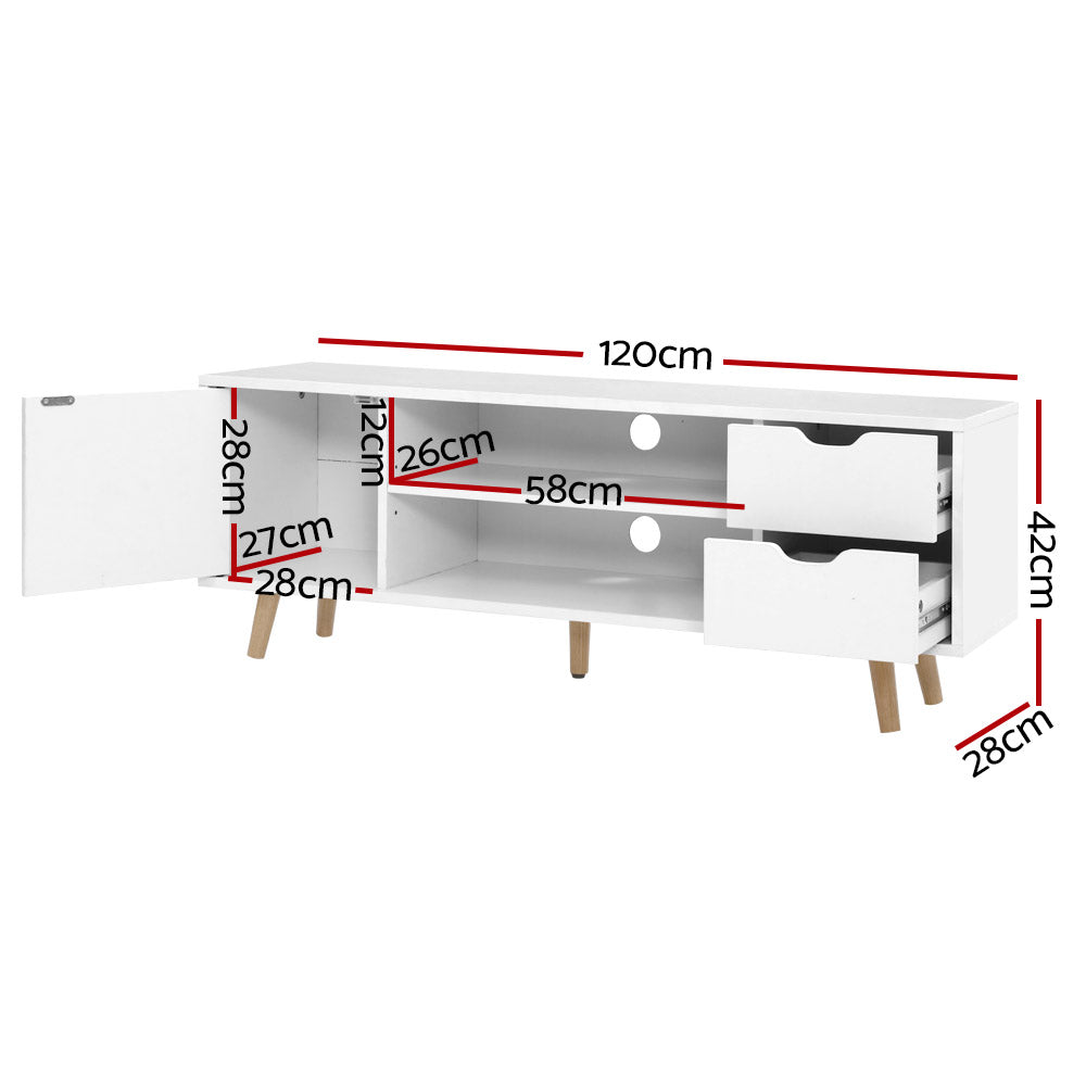 Entertainment Unit Scandinavian - 120cm White