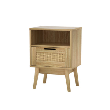 Bedside Tables Rattan Drawers Side Table Nightstand Storage Cabinet Wood