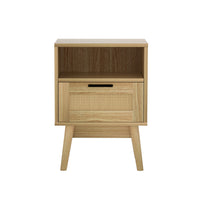 Bedside Tables Rattan Drawers Side Table Nightstand Storage Cabinet Wood