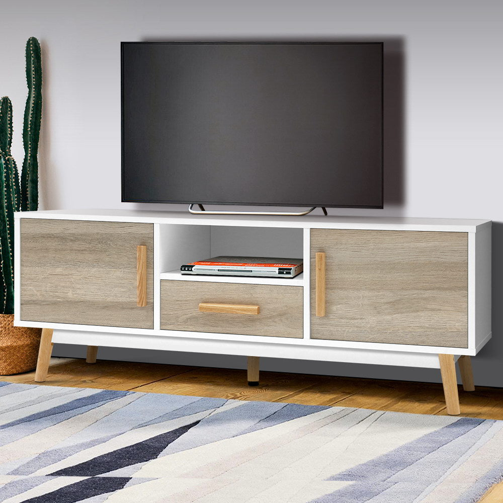 Wooden Entertainment Unit - White & Wood