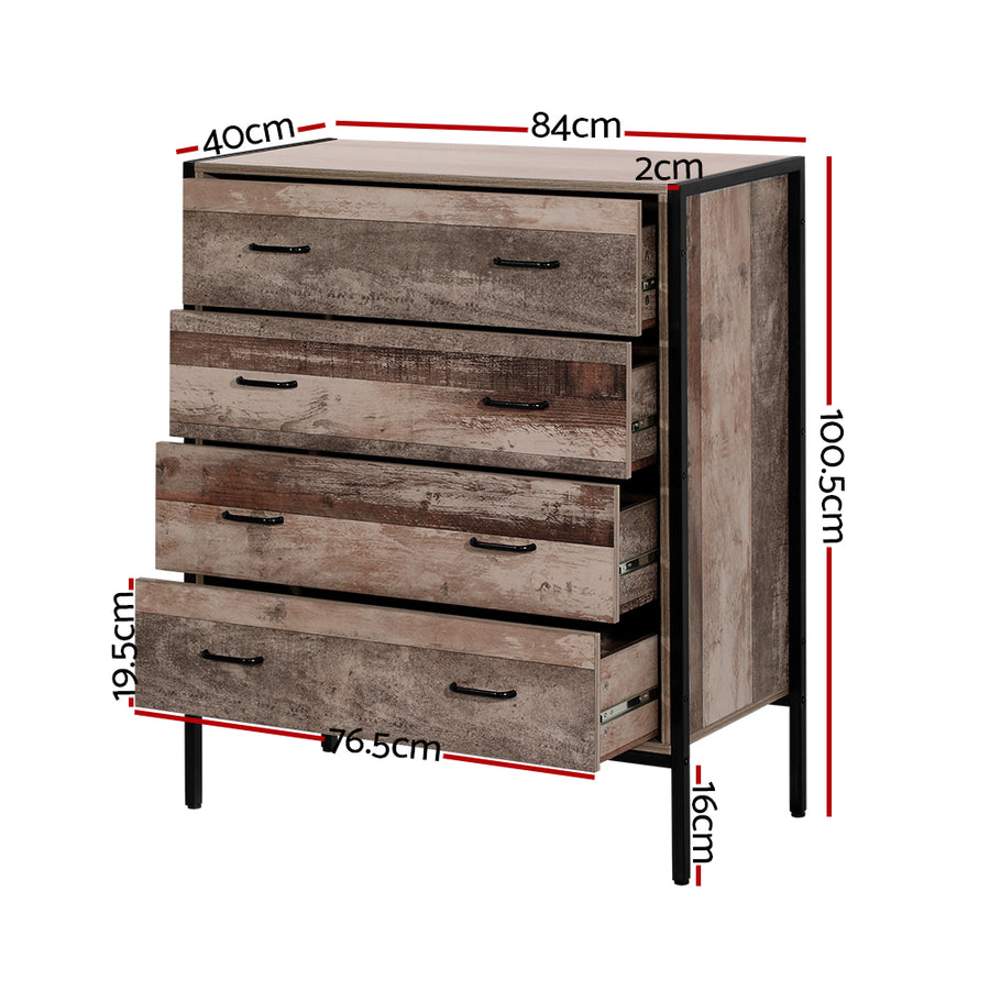 Chest of Drawers Tallboy Dresser Storage Cabinet Industrial Rustic