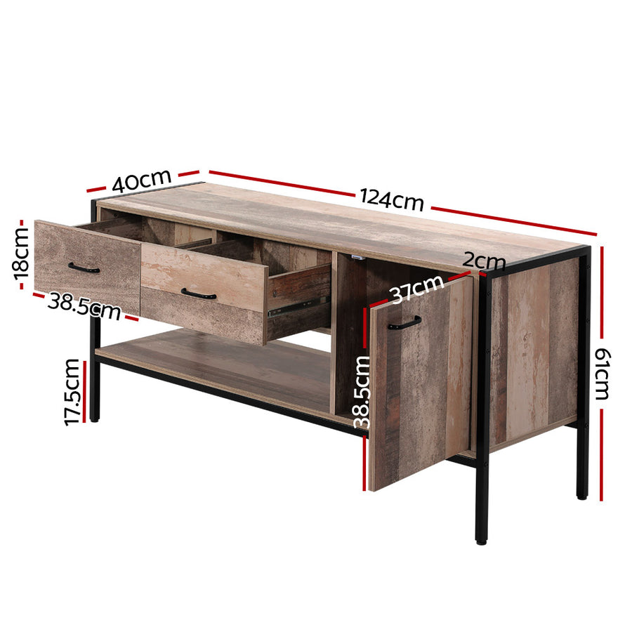 Entertainment Unit Industrial Rustic Wood - 120cm