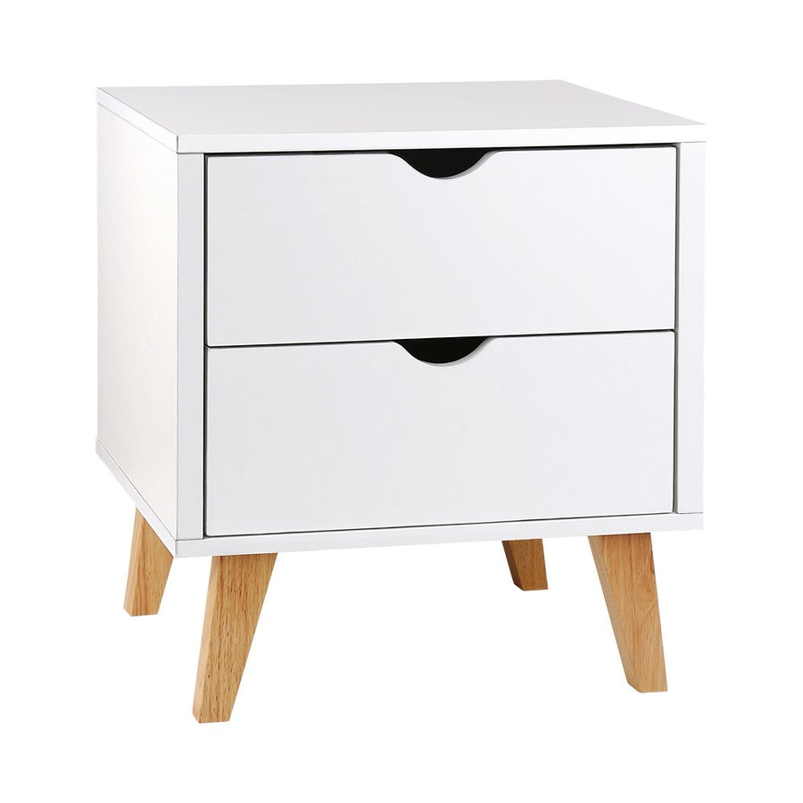 2 Drawer Wooden Bedside Tables - White