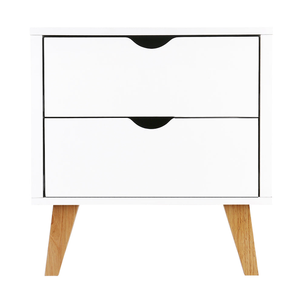 2 Drawer Wooden Bedside Tables - White