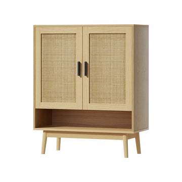 Shoe Cabinet Rattan Shoes Storage Rack Organiser Wooden Cupboard Shelf