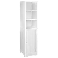 White Freestanding Tallboy Bathroom Cabinet - 2 Shelves