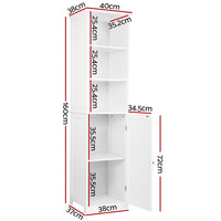 White Freestanding Tallboy Bathroom Cabinet - 2 Shelves