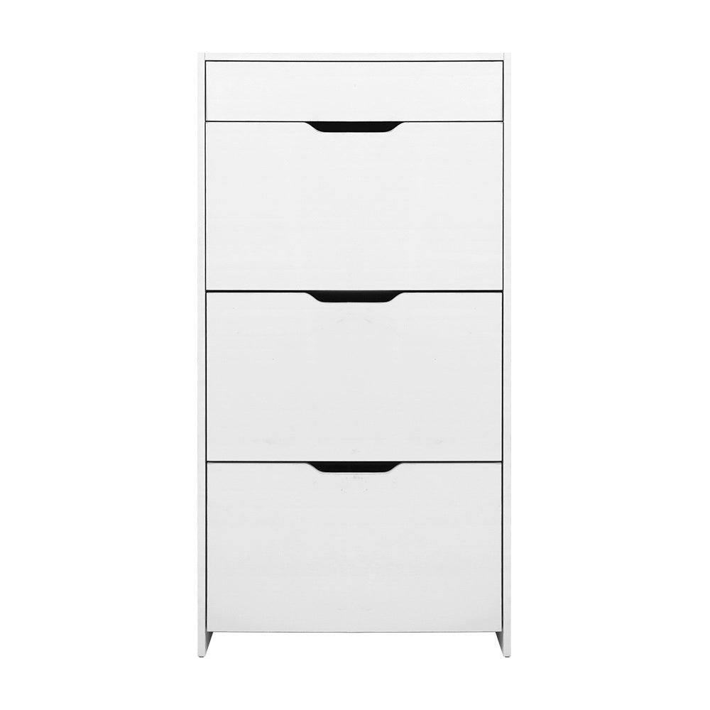 Shoe Cabinet 3 Tier Shoes Storage Drawer High Gloss White Rack Shelf