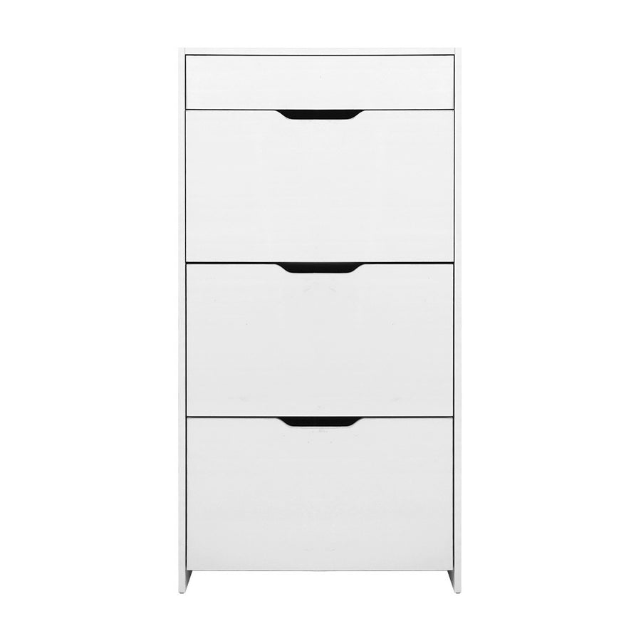 Shoe Cabinet 3 Tier Shoes Storage Drawer High Gloss White Rack Shelf