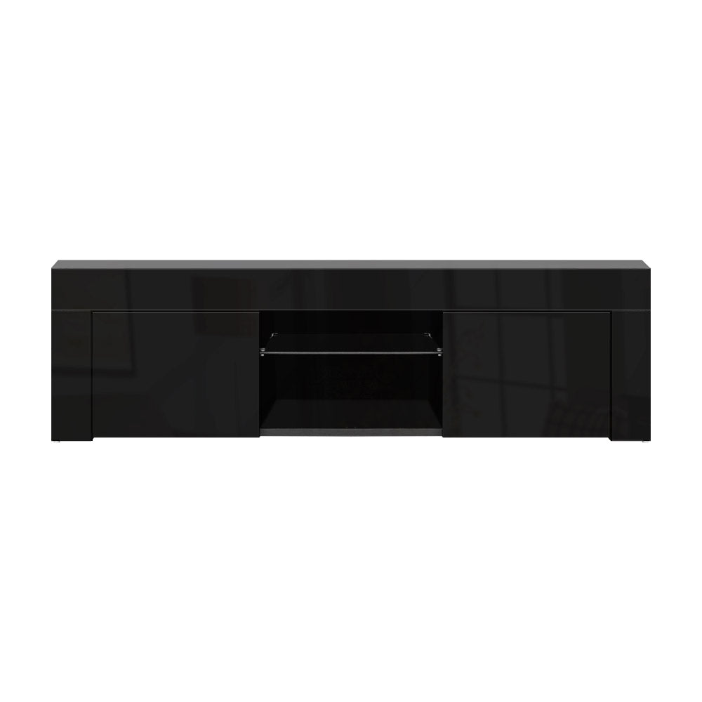 130cm RGB LED TV Stand Cabinet Entertainment Unit Gloss Furniture Black