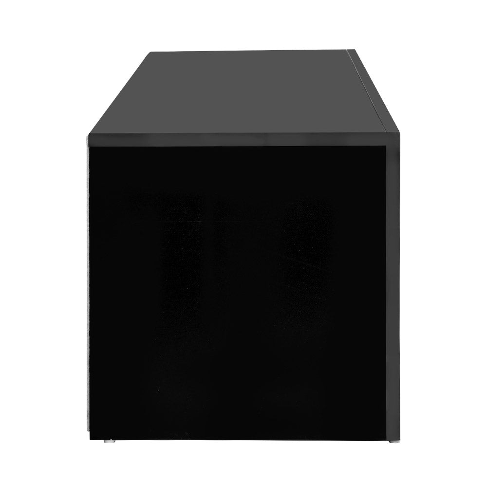 130cm RGB LED TV Stand Cabinet Entertainment Unit Gloss Furniture Black