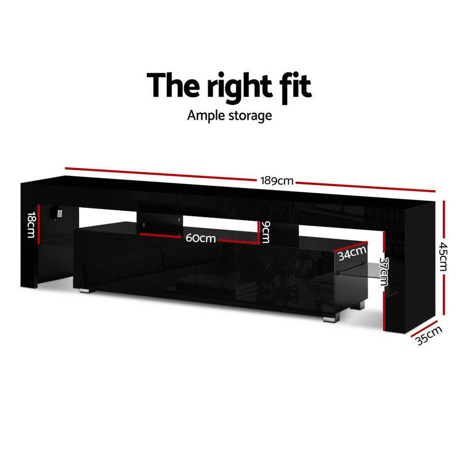 189cm RGB LED TV Stand Cabinet Entertainment Unit Gloss Black