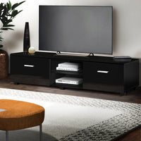 Entertainment Unit Wide High Gloss - Black 140cm