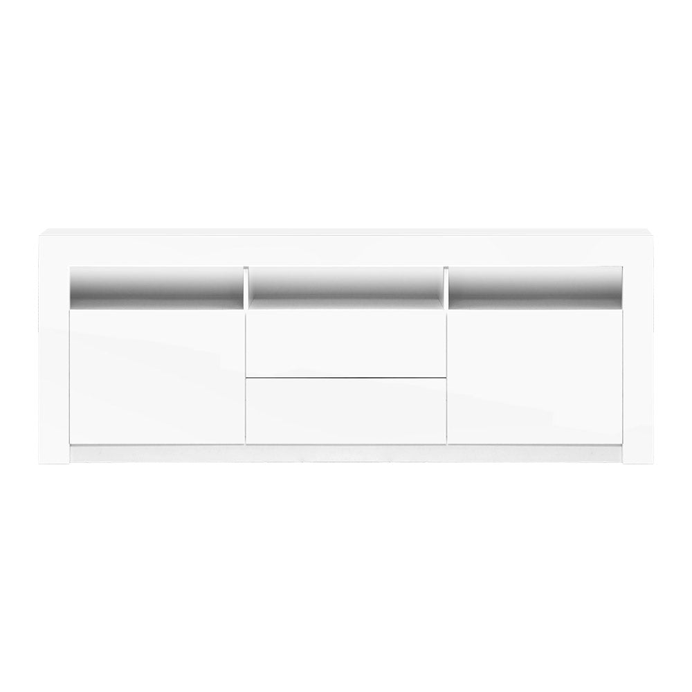 TV Cabinet Entertainment Unit Stand RGB LED Gloss Drawers 160cm White