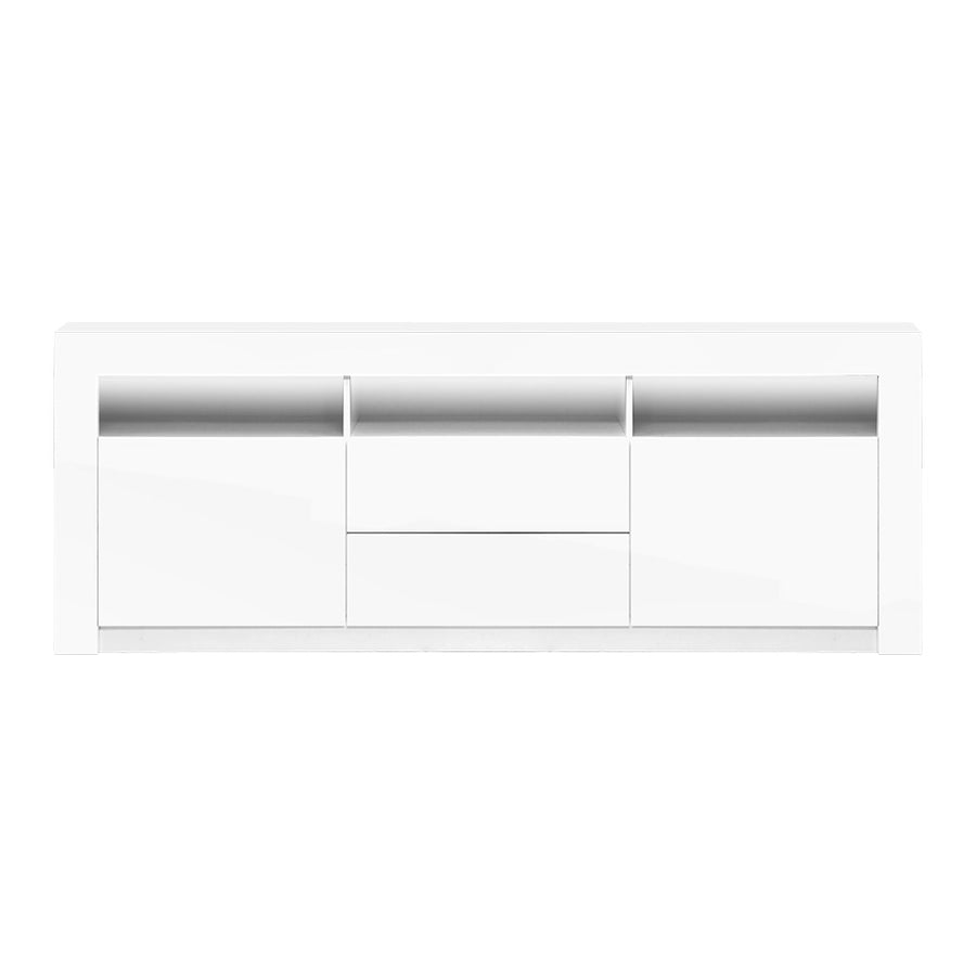 TV Cabinet Entertainment Unit Stand RGB LED Gloss Drawers 160cm White