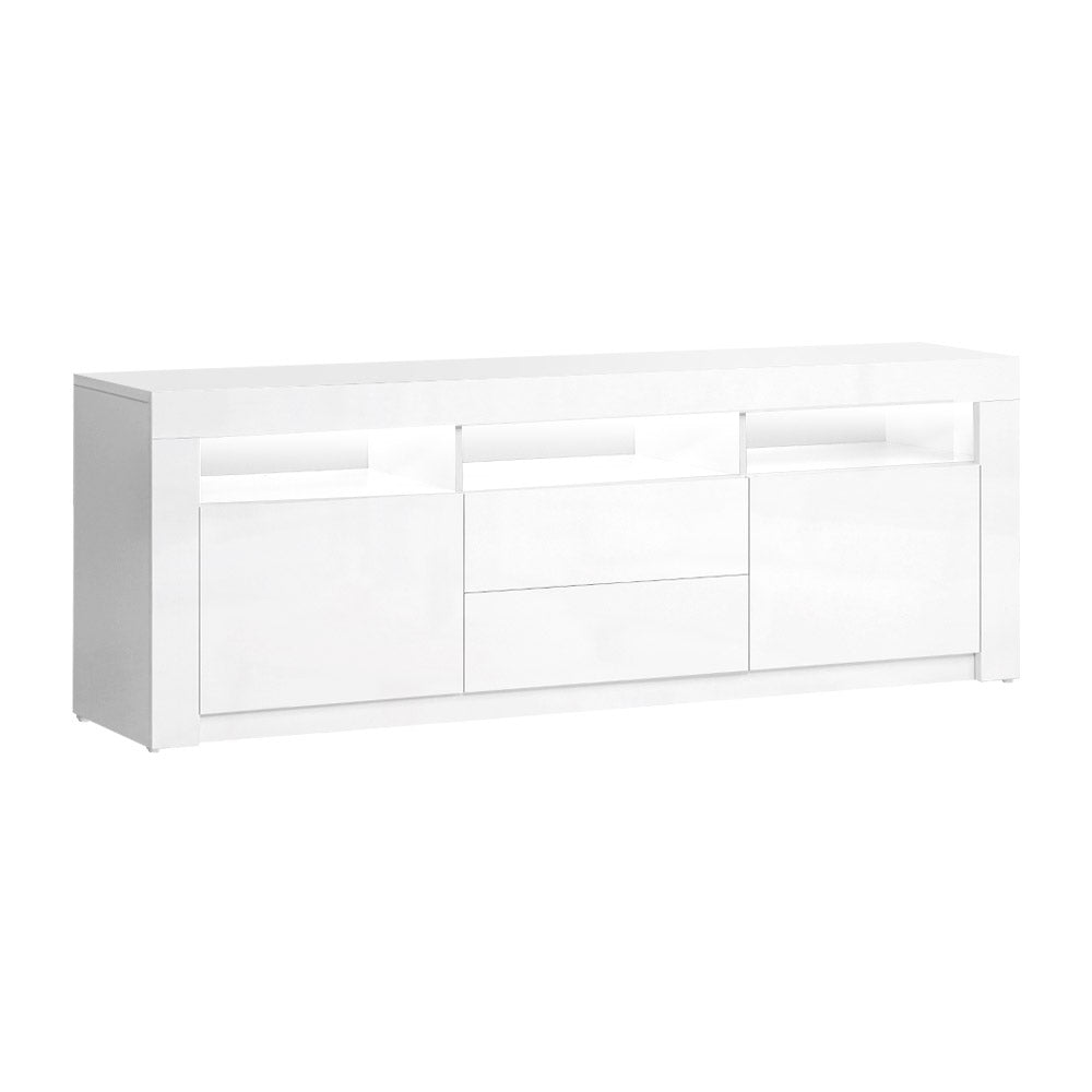 Entertainment Unit RGB LED High Gloss - 200cm White