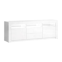 Entertainment Unit RGB LED High Gloss - 200cm White