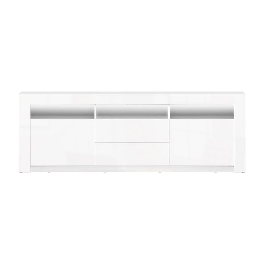 Entertainment Unit RGB LED High Gloss - 200cm White