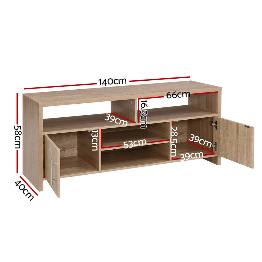 Entertainment Unit With Storage - Oak 140cm