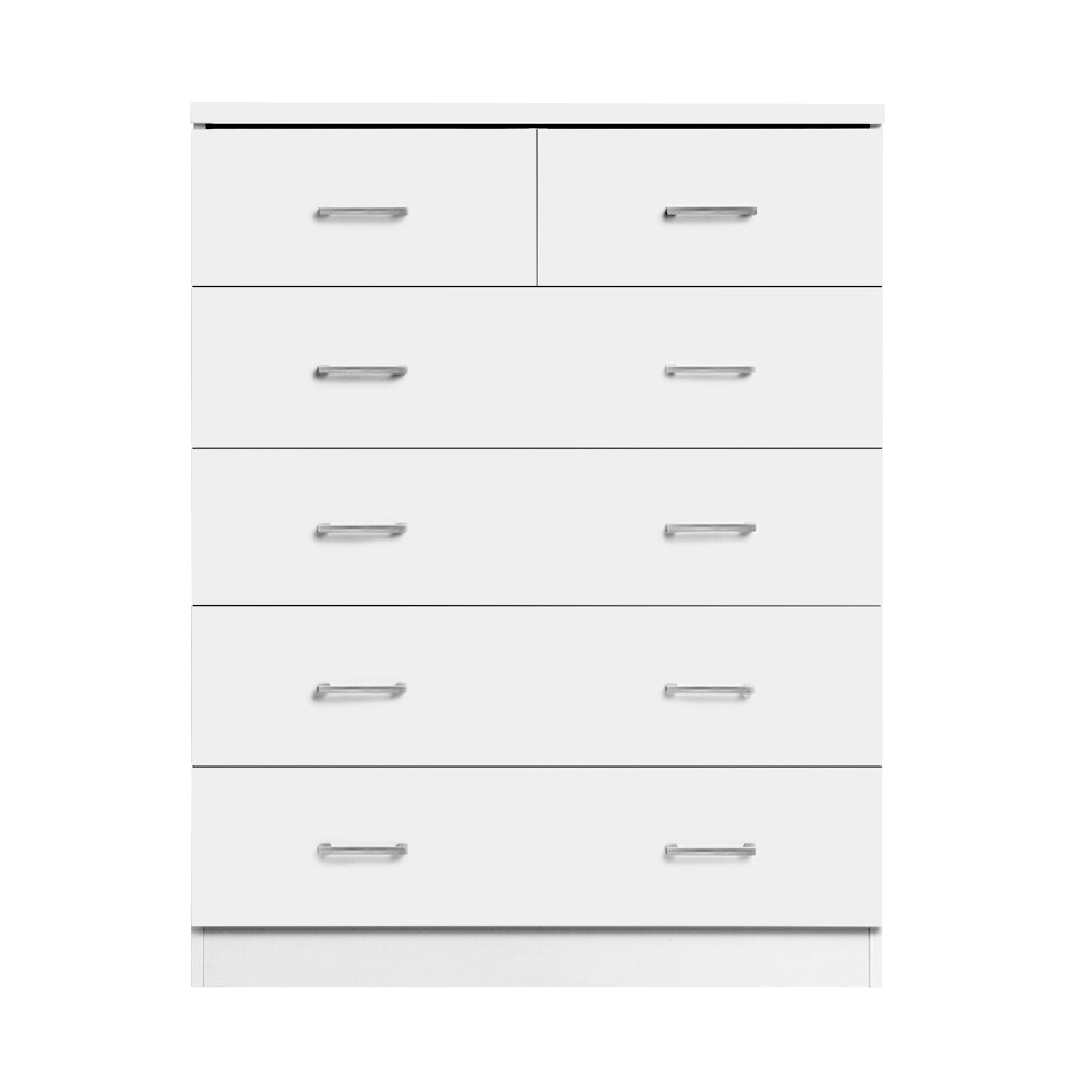 Tallboy Dresser Table 6 Chest of Drawers Cabinet Bedroom Storage White