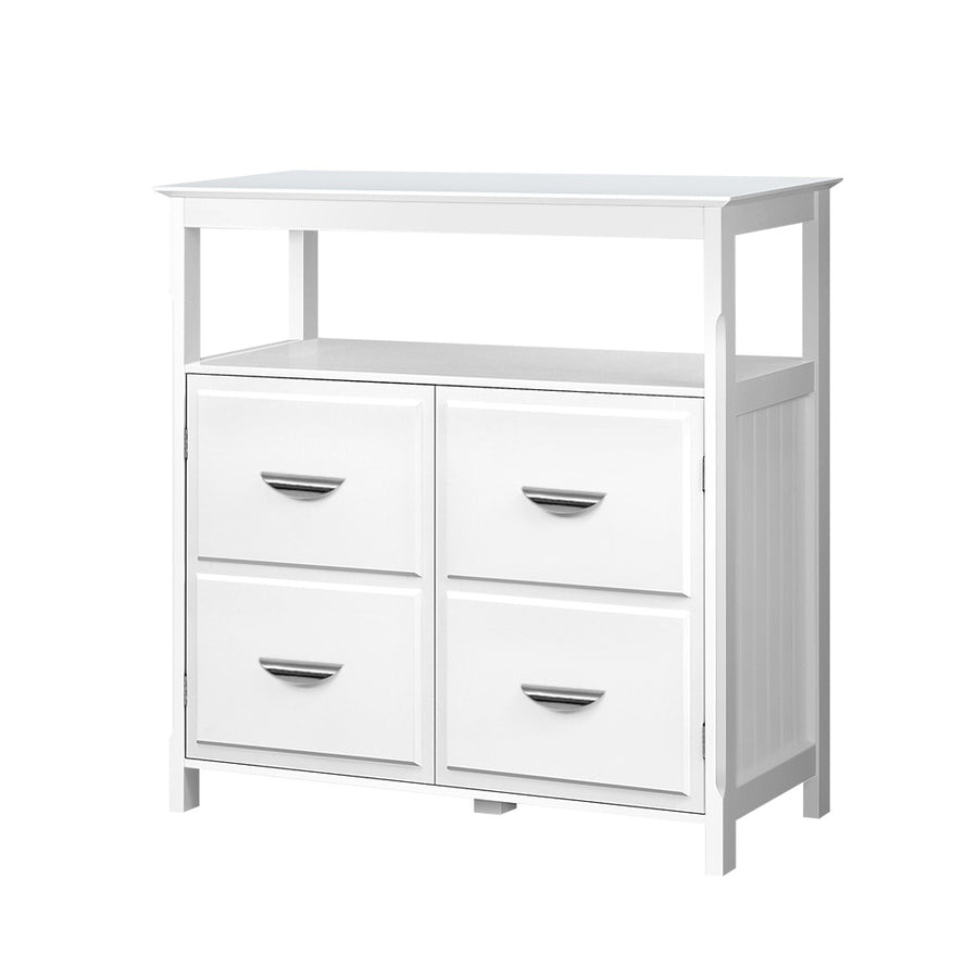 White Hallway Sidetable with 4 Drawers and Shelf