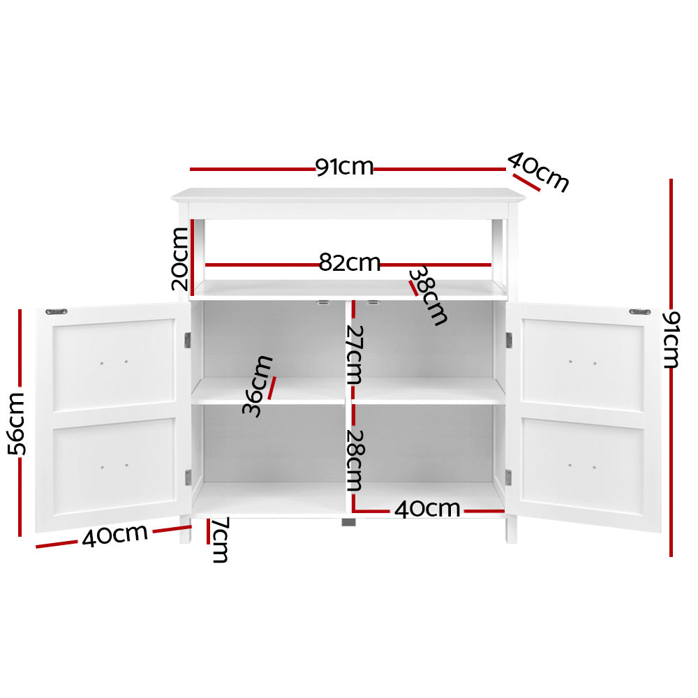 White Hallway Sidetable with 4 Drawers and Shelf