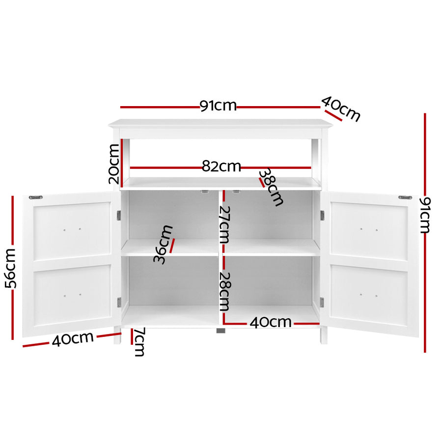 White Hallway Sidetable with 4 Drawers and Shelf