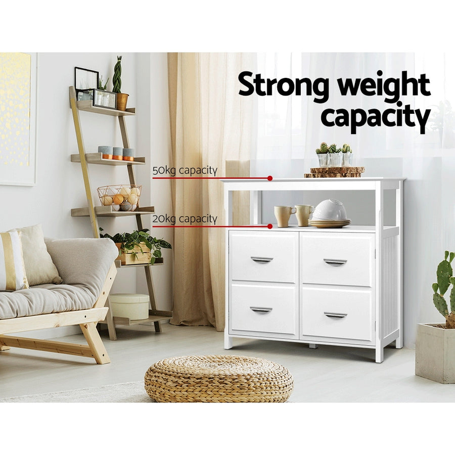 White Hallway Sidetable with 4 Drawers and Shelf