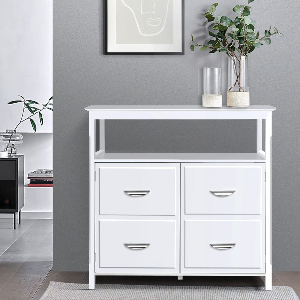 White Hallway Sidetable with 4 Drawers and Shelf