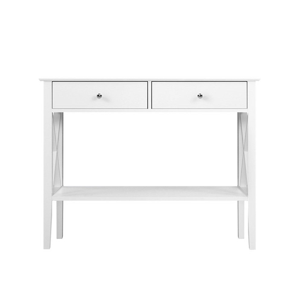 White Hallway Desk with 2 Drawers