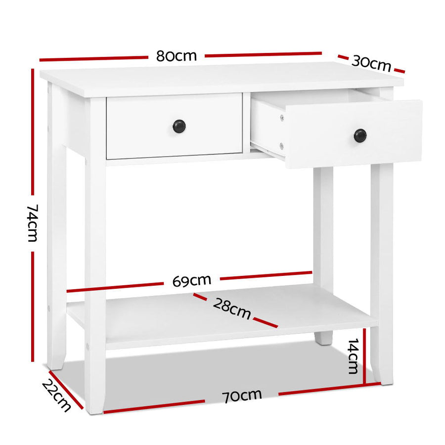 White Sidetable 2 Drawers