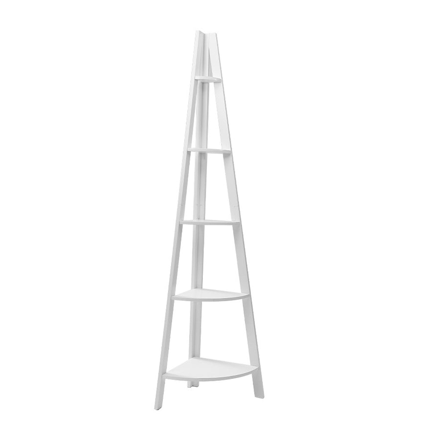 White 5 Tier Corner Book Shelf