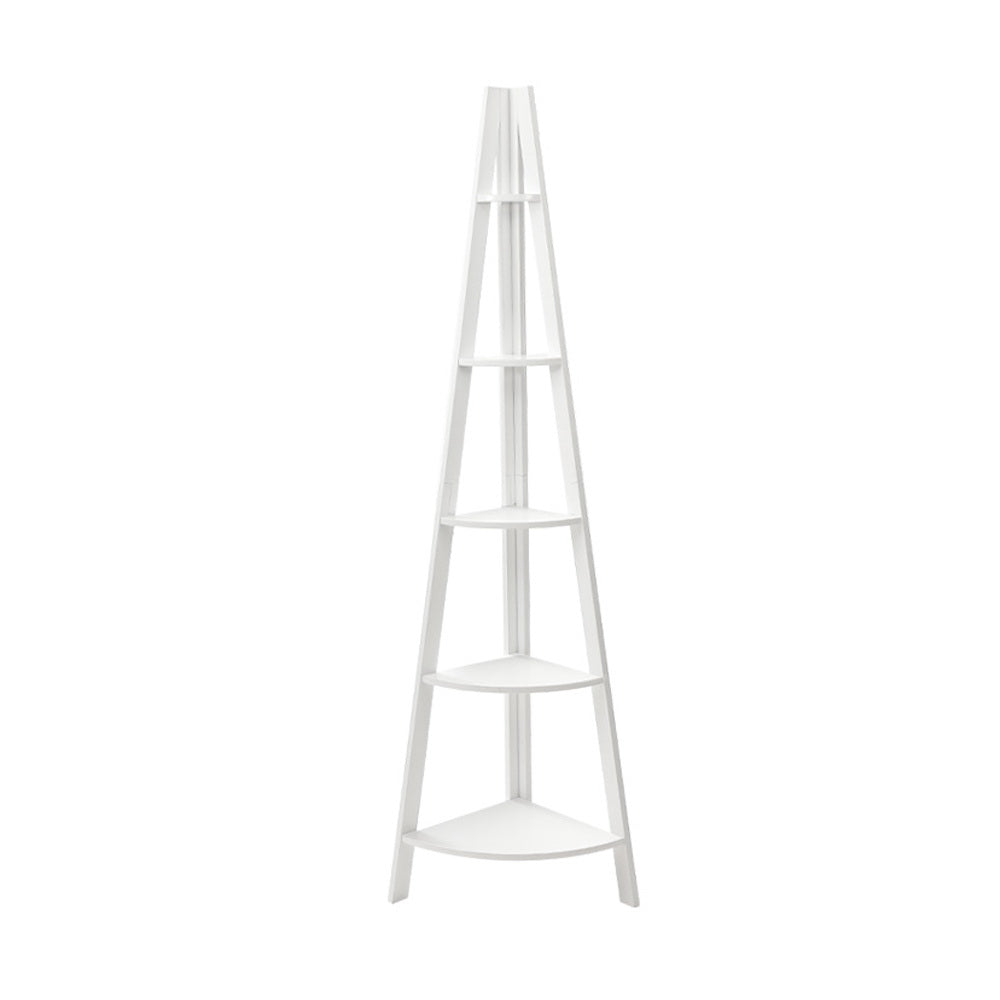 White 5 Tier Corner Book Shelf