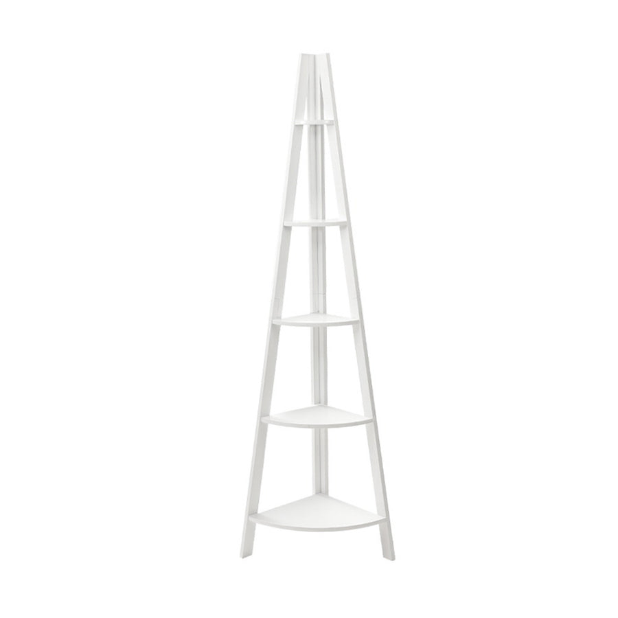 White 5 Tier Corner Book Shelf