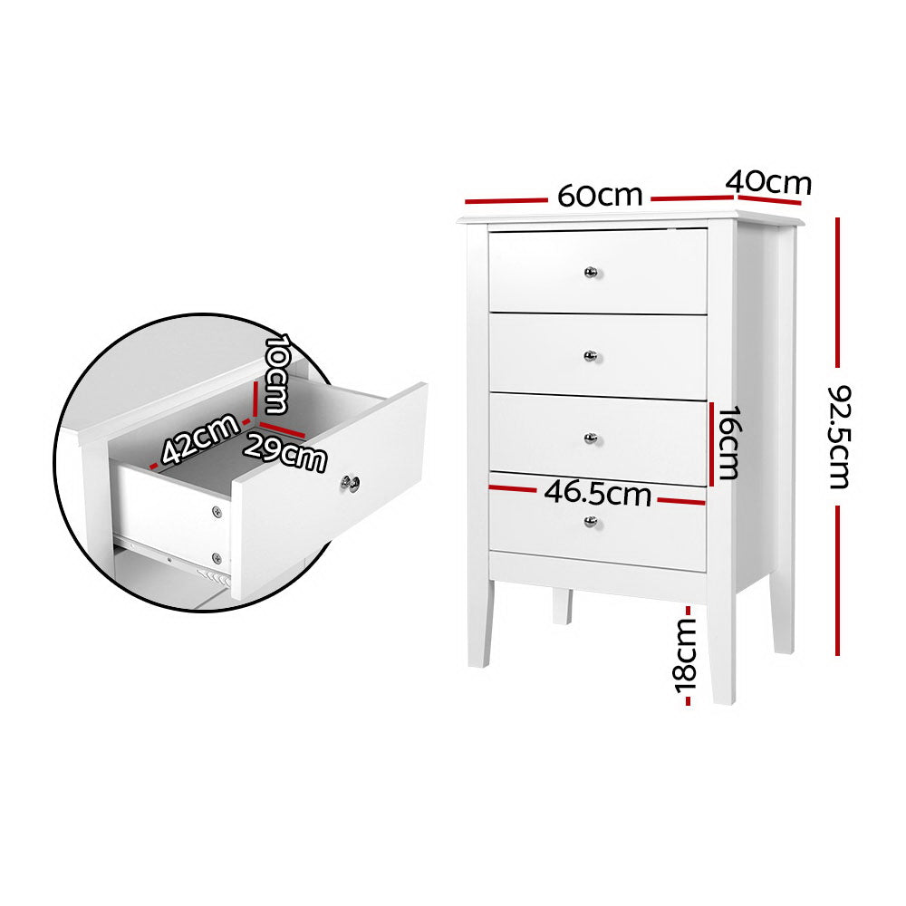 White Chest of Drawers Tallboy Storage Cabinet