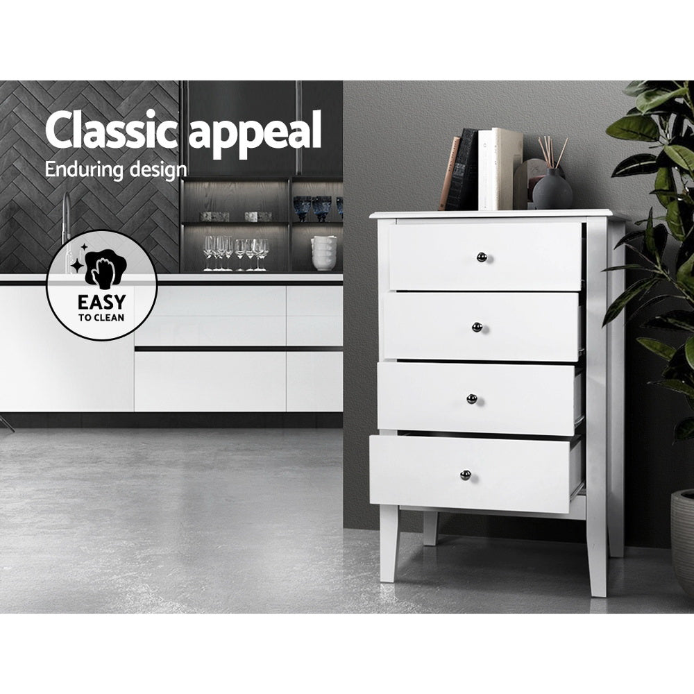 White Chest of Drawers Tallboy Storage Cabinet