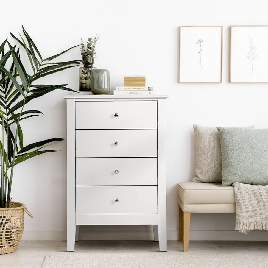 White Chest of Drawers Tallboy Storage Cabinet