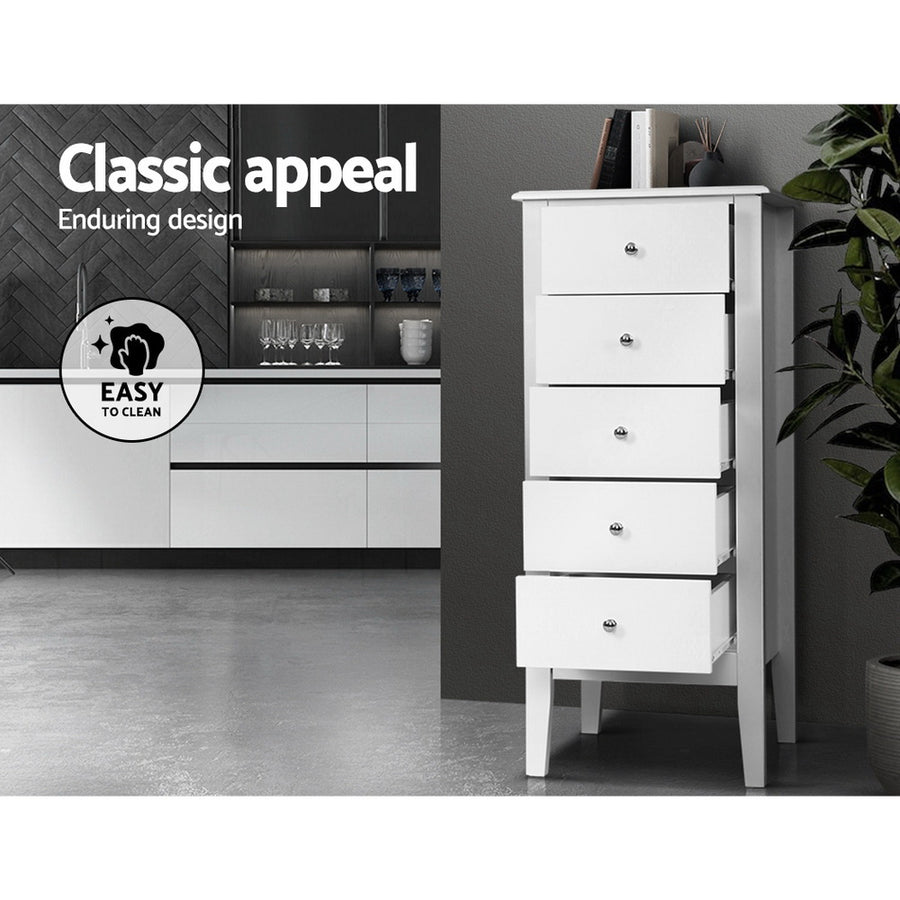 White Tallboy Chest of Drawers Storage Cabinet