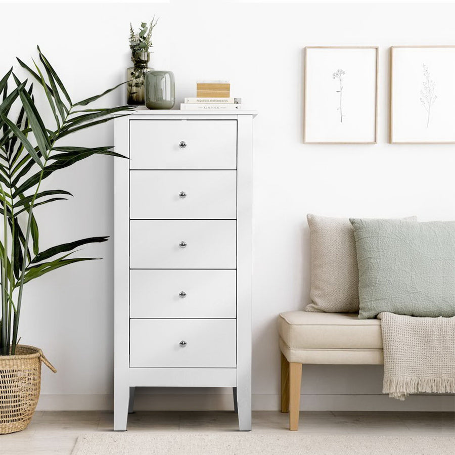 White Tallboy Chest of Drawers Storage Cabinet