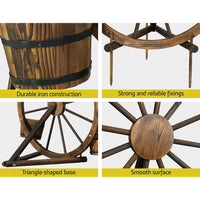 Garden Ornaments Decor Wooden Wagon Wheel Rustic Outdoor Planter flower