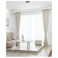 Nordic Woven Draped Curtains - Cream White