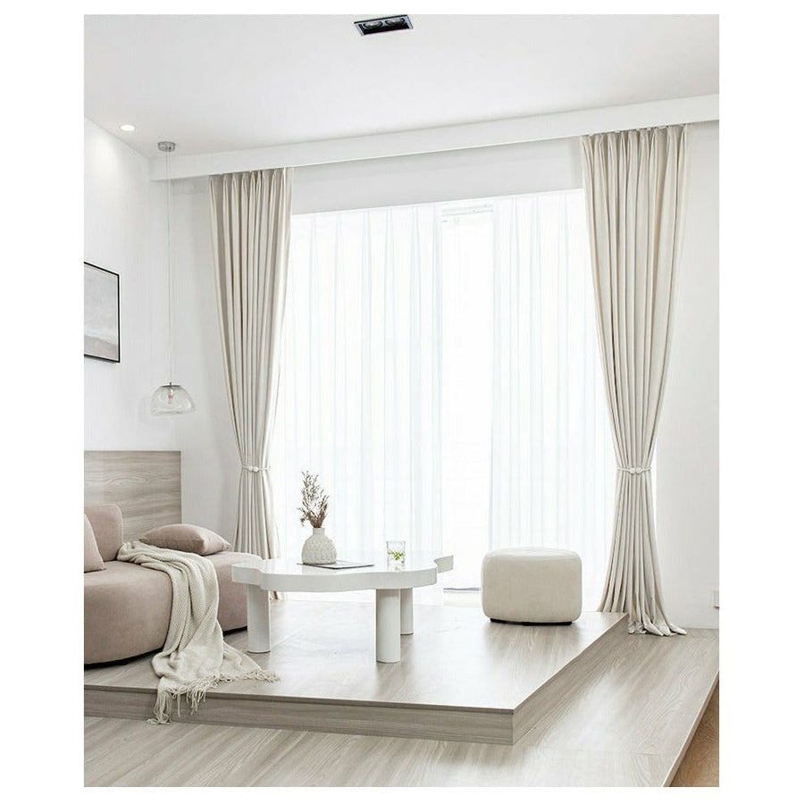 Nordic Woven Draped Curtains - Cream White