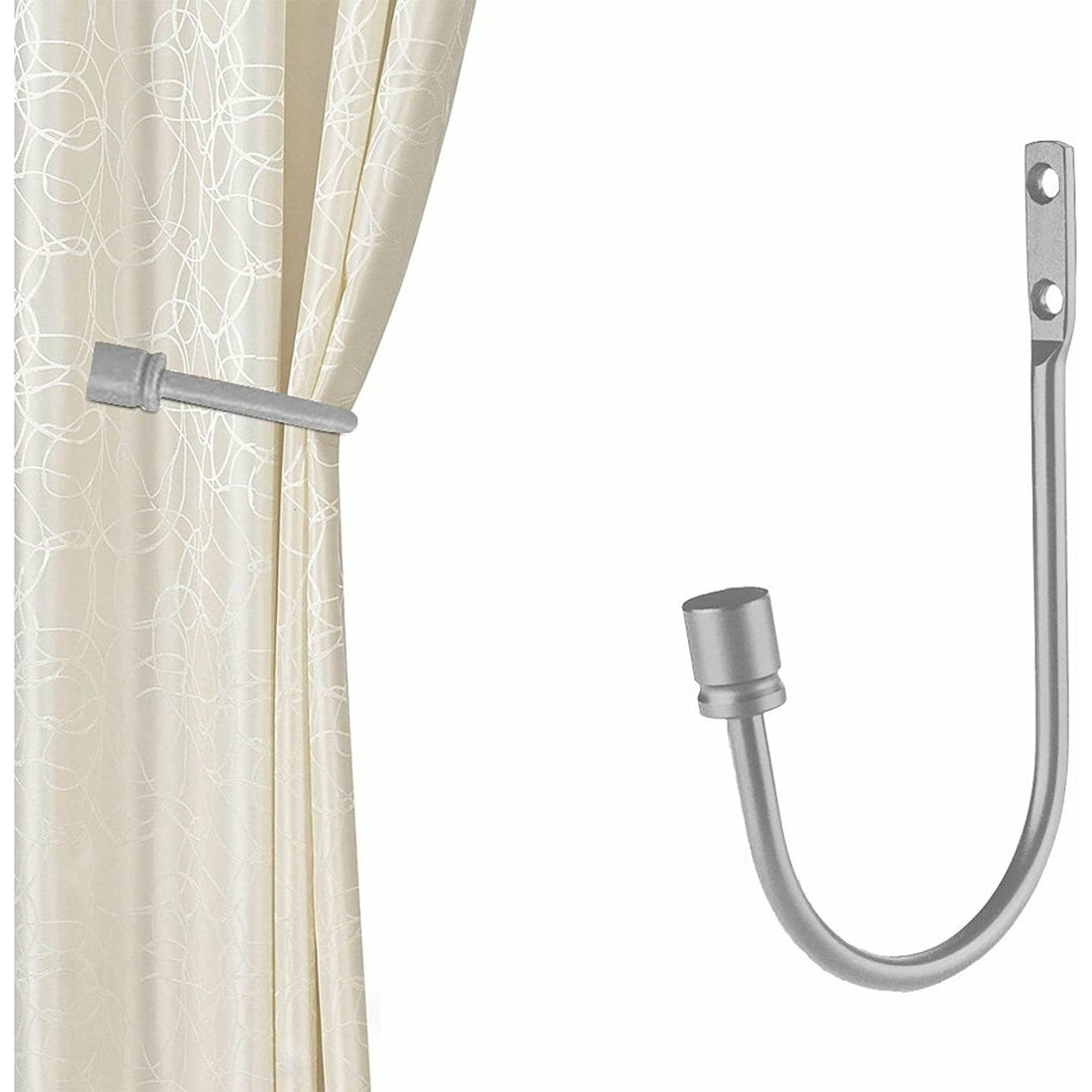 Curtain Hooks with Topper (Pair) - U Shape (Black, White, Bronze, Silver)