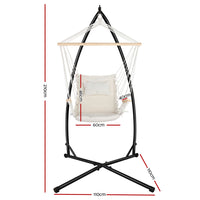 Outdoor Hammock Chair with Steel Stand Hanging Hammock Beach Cream