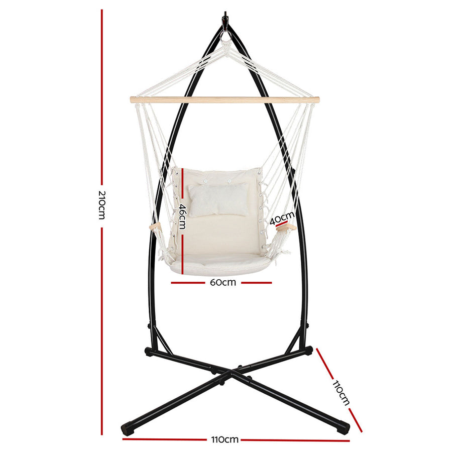 Outdoor Hammock Chair with Steel Stand Hanging Hammock Beach Cream