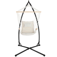 Outdoor Hammock Chair with Steel Stand Hanging Hammock Beach Cream