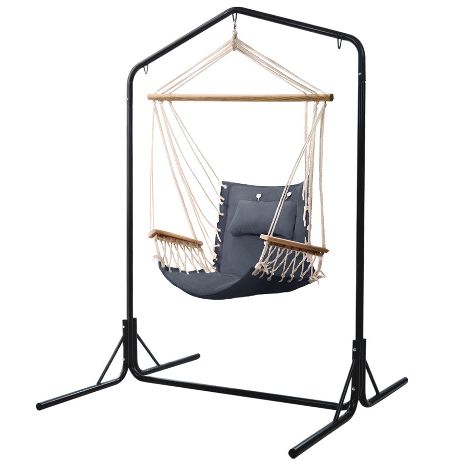 Outdoor Hammock Chair with Stand Swing Hanging Hammock Garden Grey